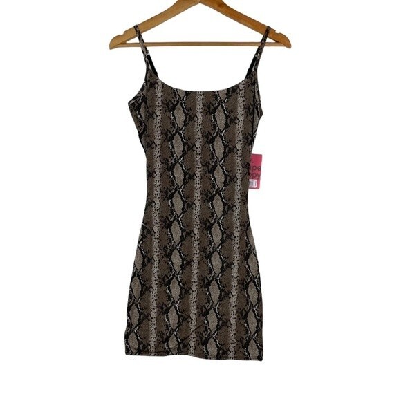Yummie Tummy Carine Shaper Slip Dress Brown Snake Print Size Small NWT - Picture 1 of 10